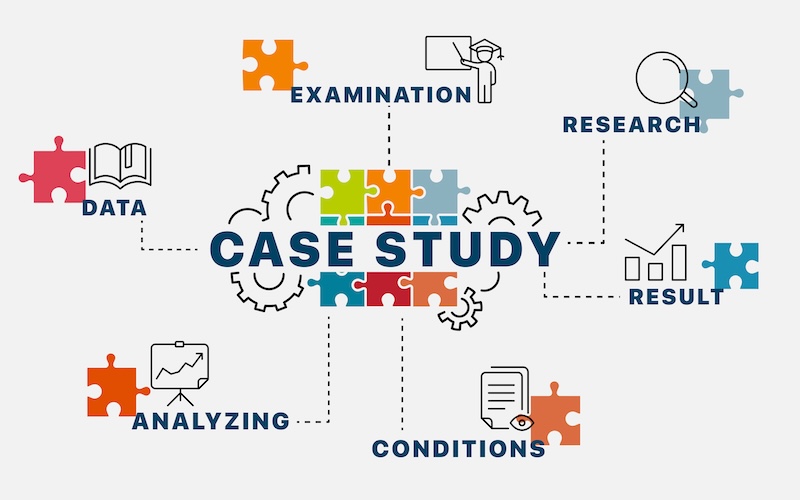 Leveraging Testimonials, Build Credibility, Case study concept. Infographics. Chart with keywords and icons.